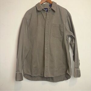 VTG GAP Shirt Men’s XL Classic Button Down Long Sleeve Khaki Made In Hong Kong